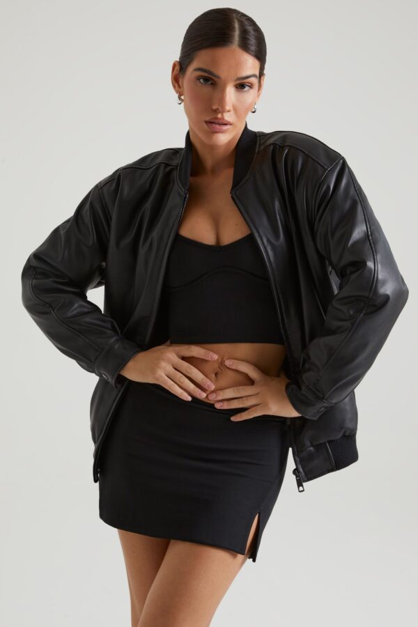 Faux Leather Jacket in Black - Image 7
