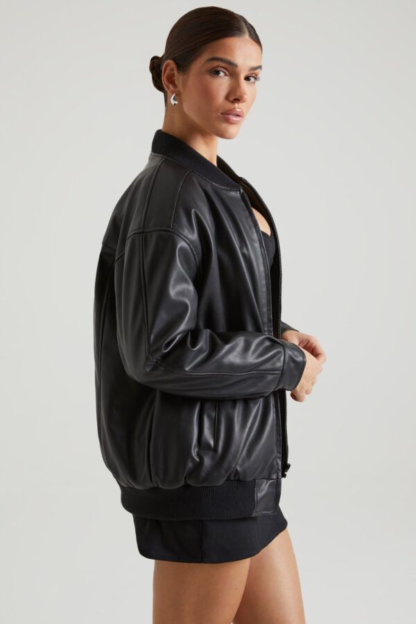 Faux Leather Jacket in Black - Image 3