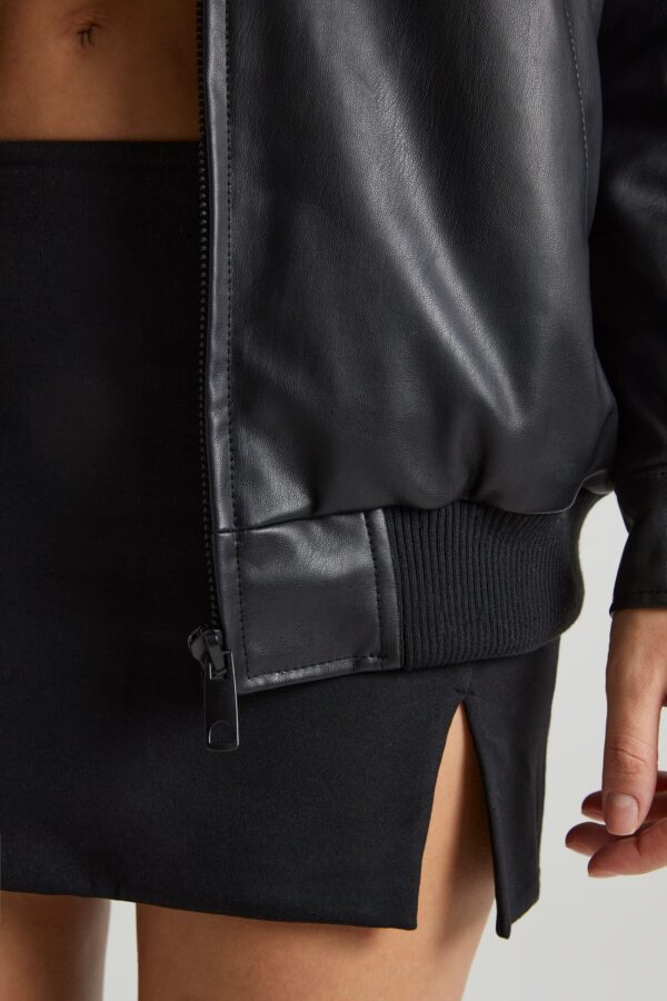 Faux Leather Jacket in Black - Image 5