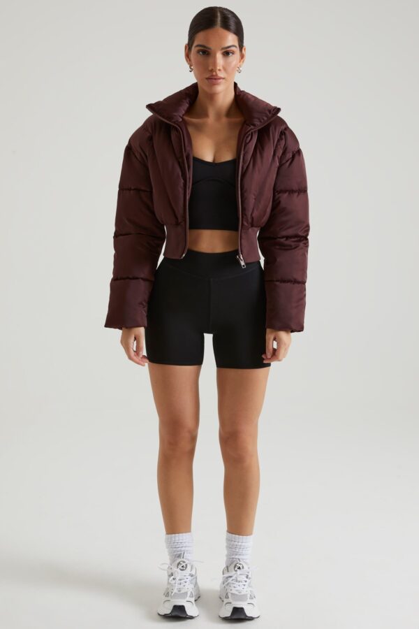 Ribbed Puffer Jacket in Brown - Image 8