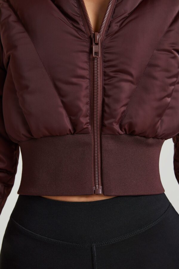 Ribbed Puffer Jacket in Brown - Image 4