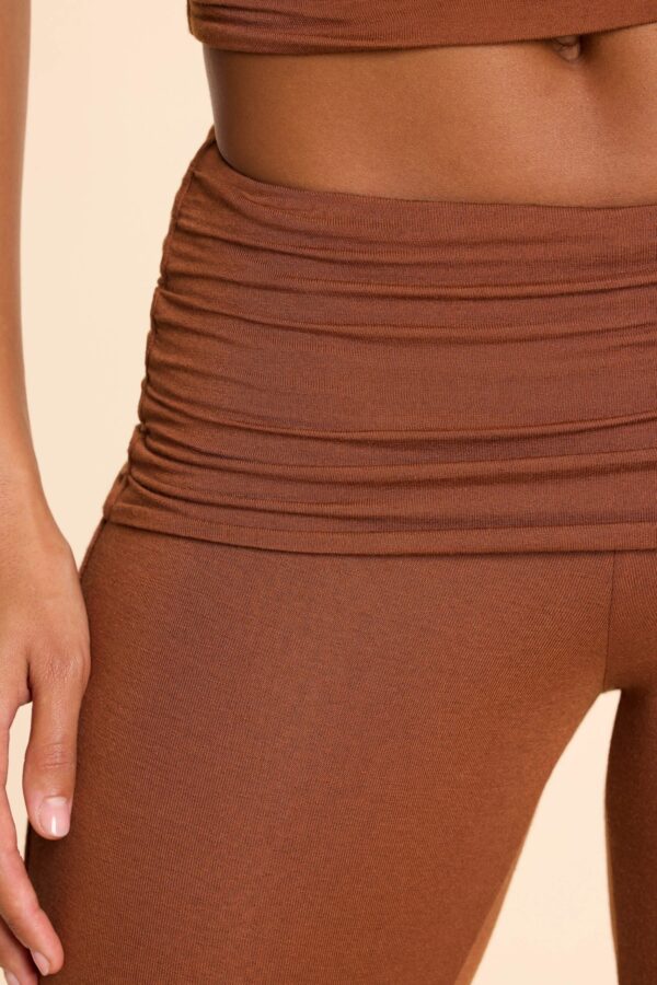 Petite Mid Rise Modal Cashmere Blend Trousers in Chestnut Brown - Image 7