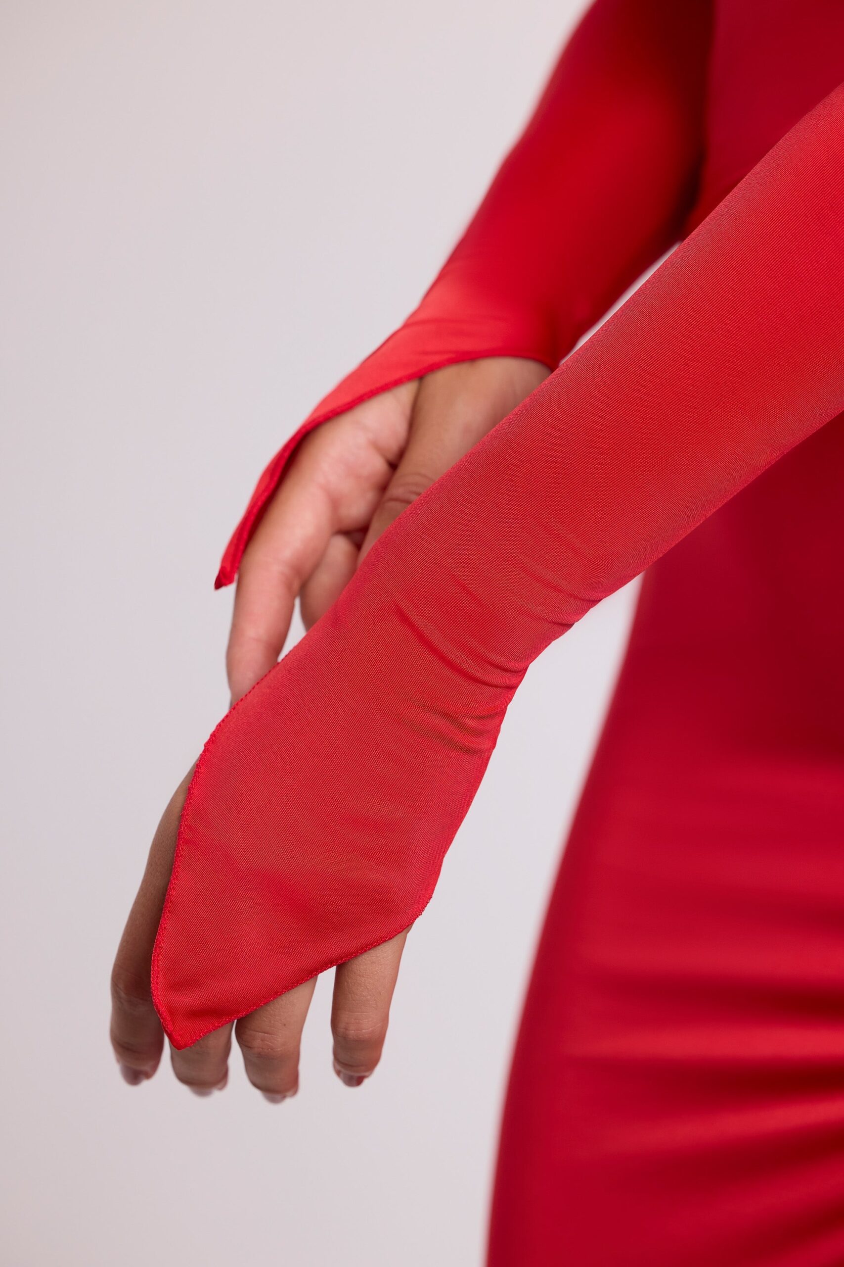 Hooded Long Sleeve Maxi Dress in Fire Red - Image 5