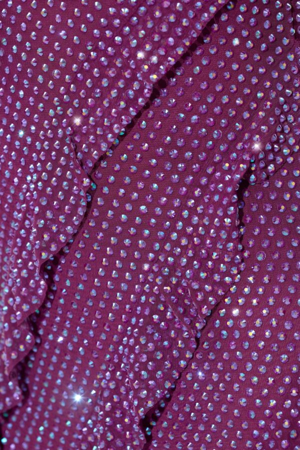 Embellished Ruffle Mini Dress in Plum - Image 5
