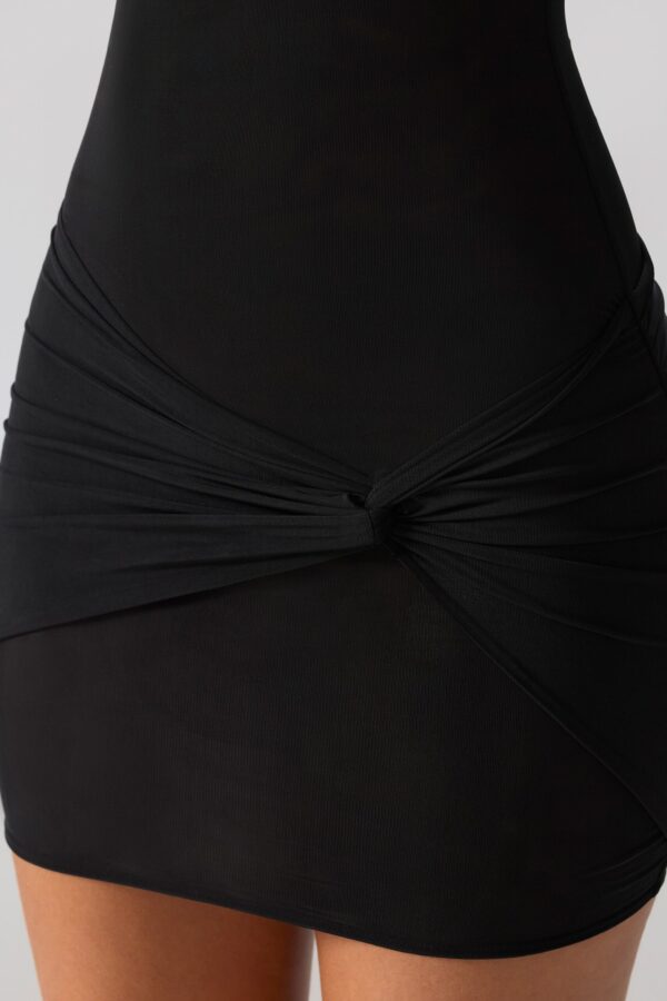 Mesh Cap Sleeve Cut Out Mini Dress in Black - Image 10