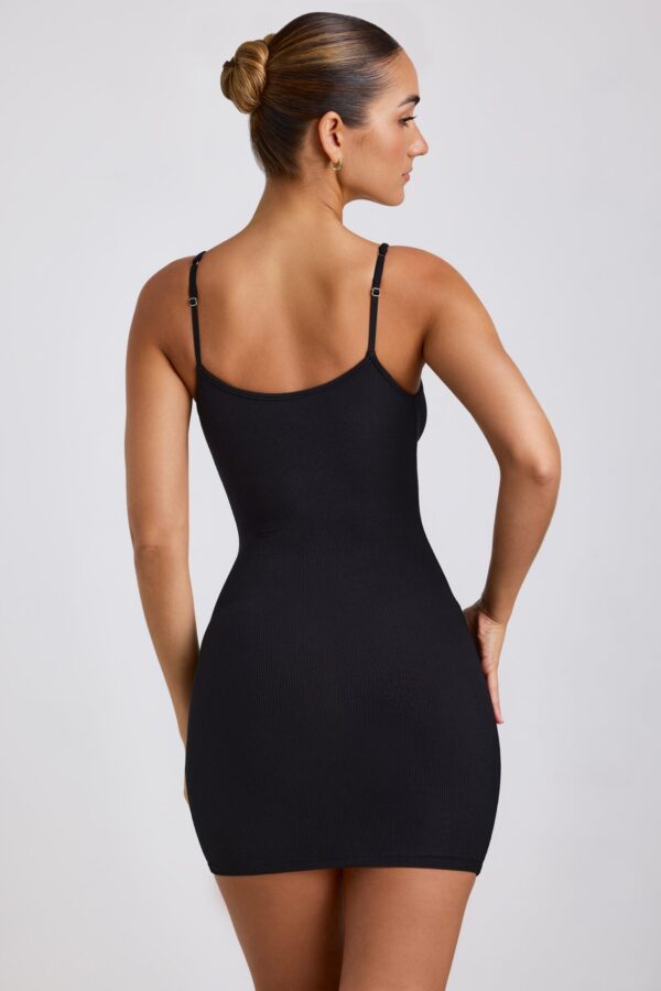 Ribbed Modal Mini Dress in Black - Image 2