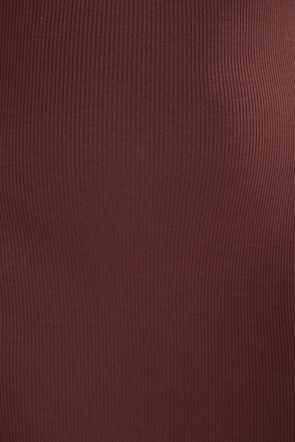 Ribbed Modal Long Sleeve Maxi Dress in Chocolate - Image 9