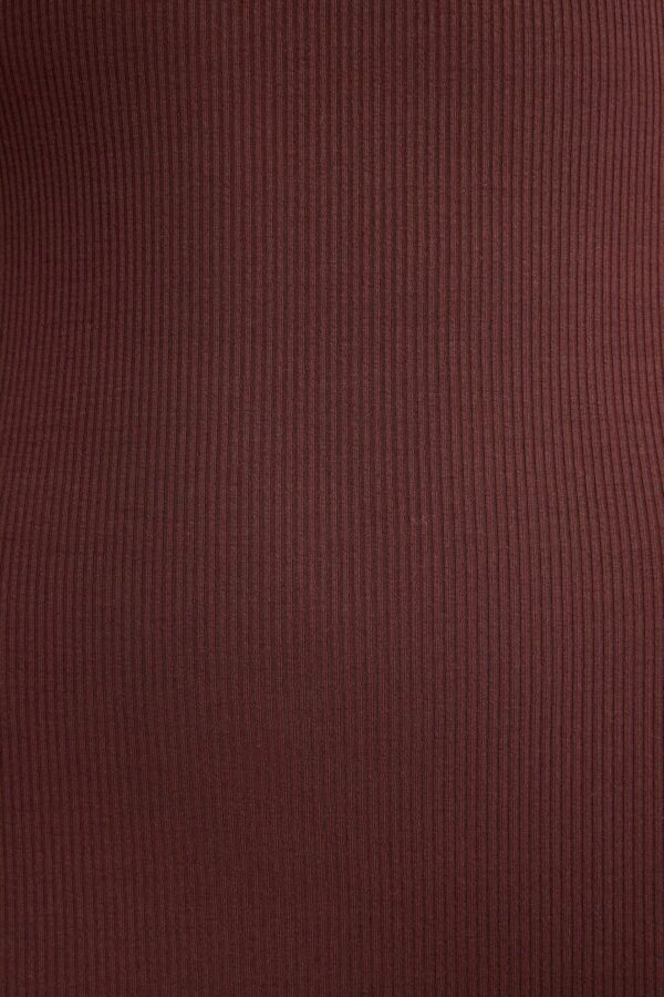 Ribbed Modal Square Neck Maxi Dress in Chocolate - Image 7