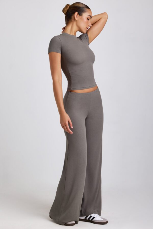 Mid Rise Wide Leg Trouser in Grey - Image 4