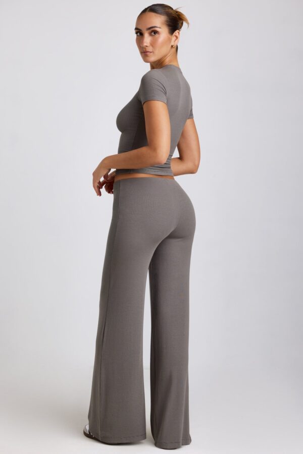 Mid Rise Wide Leg Trouser in Grey - Image 5