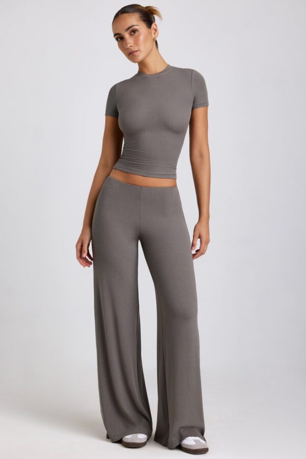Mid Rise Wide Leg Trouser in Grey - Image 6