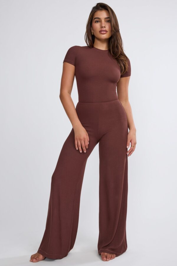 Mid Rise Wide Leg Trouser in Chocolate - Image 7
