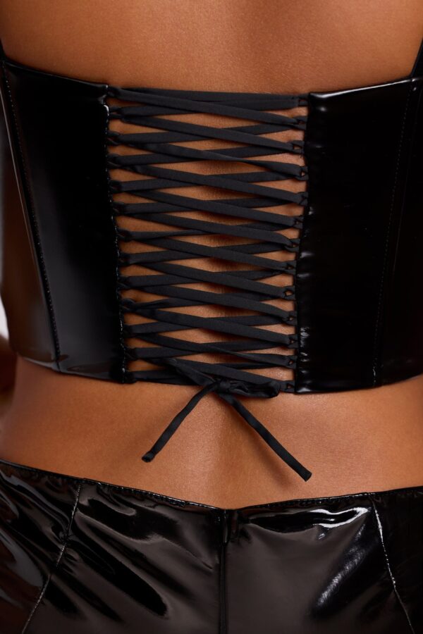 Push Up Vinyl Corset in Black - Image 5