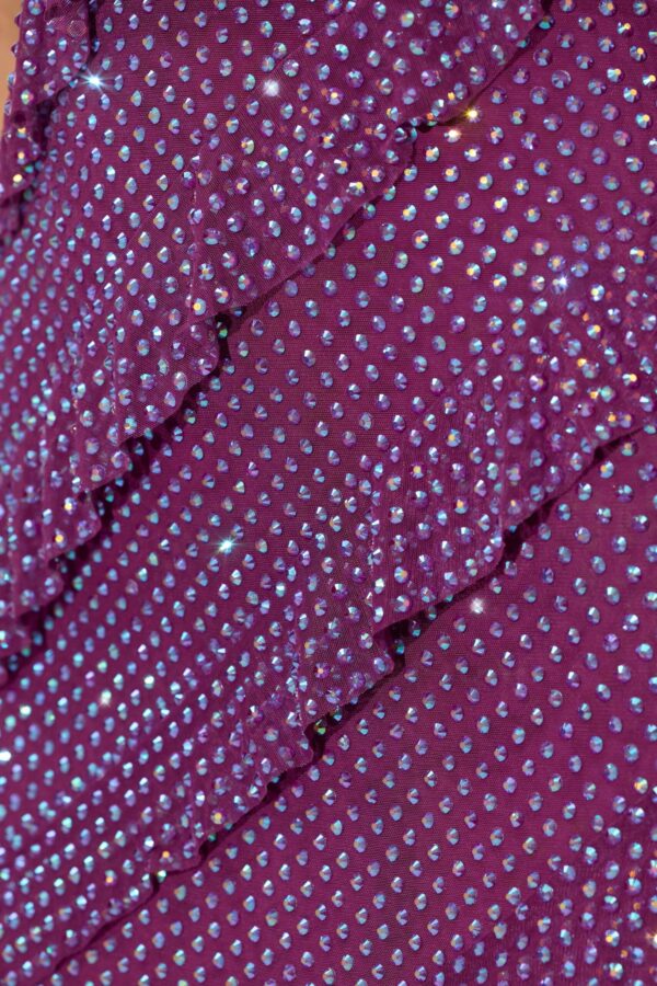 Embellished Strapless Ruffle Maxi Dress in Plum - Image 4
