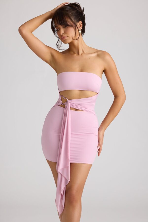 Bandeau Mini Dress in Soft Pink - Image 7