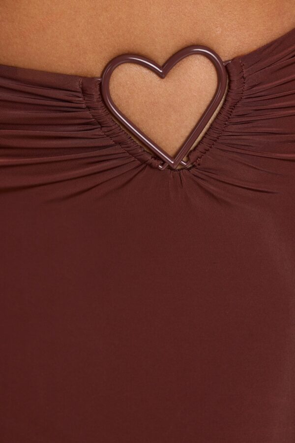 Mid Rise Maxi Skirt in Chocolate Brown - Image 4