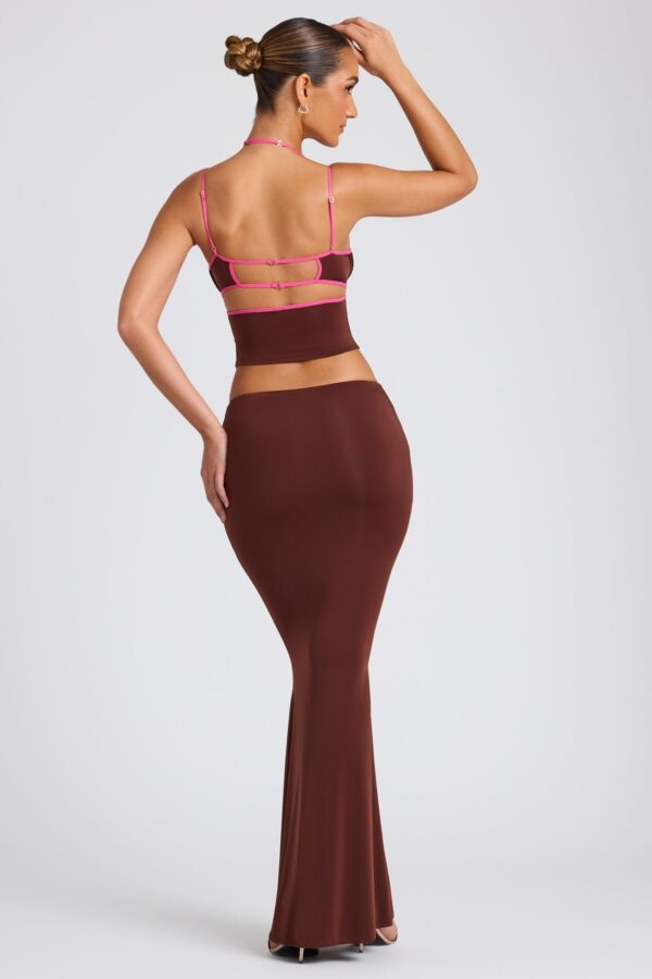 Mid Rise Maxi Skirt in Chocolate Brown - Image 2