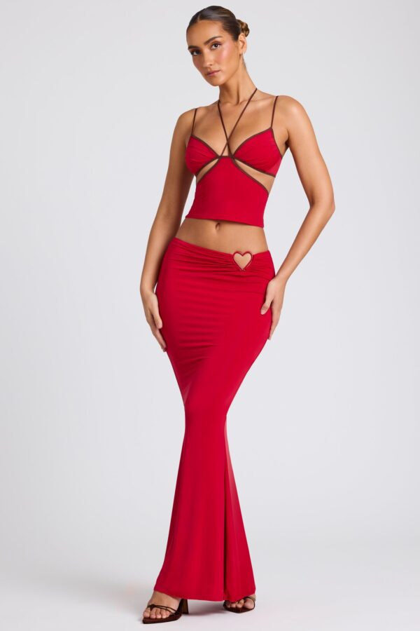 Mid Rise Maxi Skirt in Fire Red - Image 5