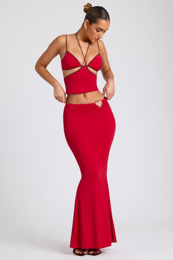 Mid Rise Maxi Skirt in Fire Red - Image 7