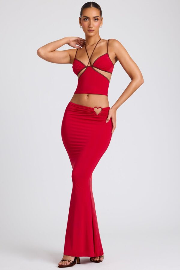 Mid Rise Maxi Skirt in Fire Red - Image 9
