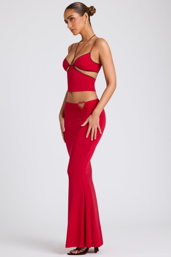 Mid Rise Maxi Skirt in Fire Red - Image 10