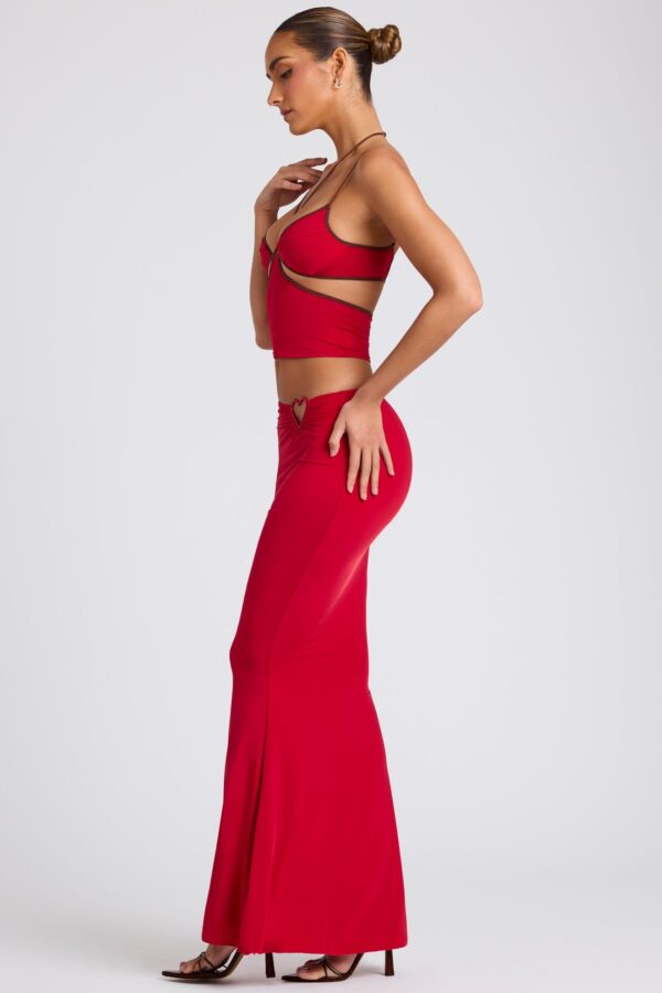 Mid Rise Maxi Skirt in Fire Red - Image 3