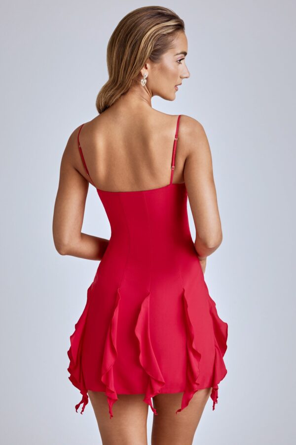 Ruffle Mini Dress in Cherry Red - Image 2