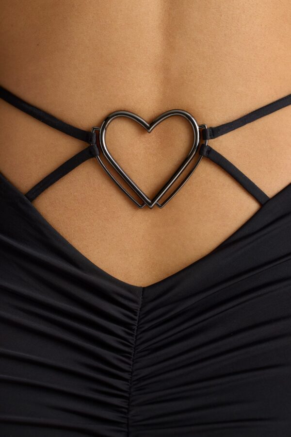 Long Sleeve Sweetheart Neckline Mini Dress in Black - Image 4