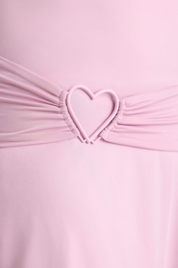 Heart Detail Cowl Neck Mini Dress in Soft Pink - Image 4