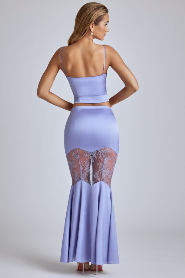Lace Panel Fishtail Gown Skirt in Blue Lavender - Image 2