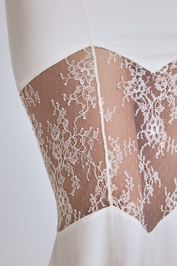 Lace Panel Fishtail Gown Skirt in Ivory - Image 4
