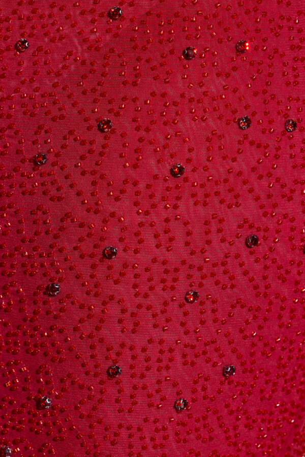 Embellished Plunge Neck Evening Gown in Red - Image 5
