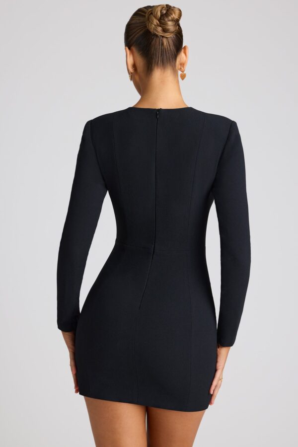 Heart Cut Out Long Sleeve Mini Dress in Black - Image 2