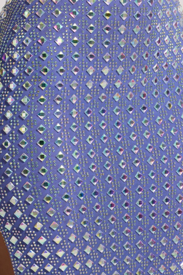 Embellished Square Neck Crop Top in Blue - Image 4