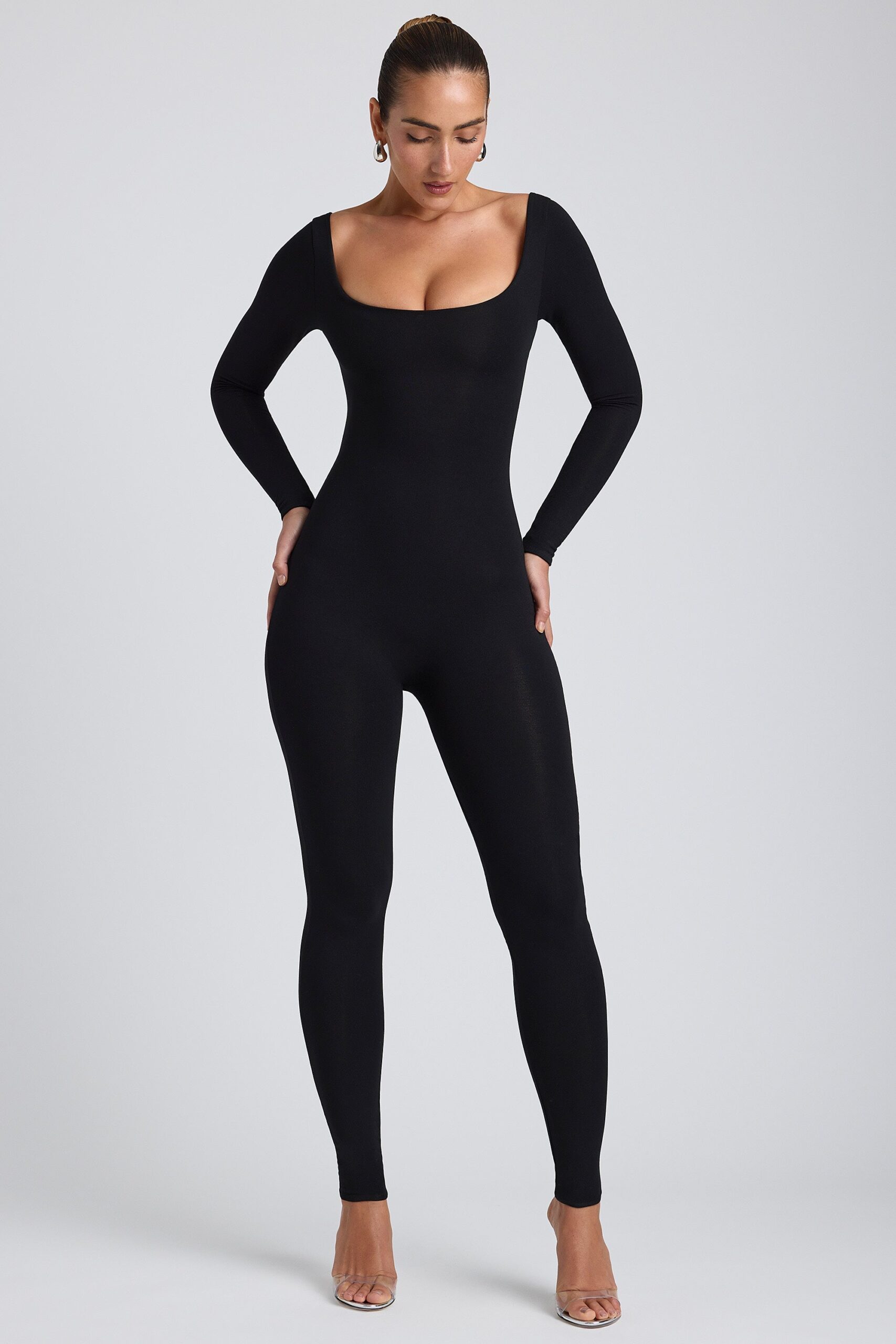 Modal Tall Scoop-Neck Cross-Back Jumpsuit in Black - Image 5