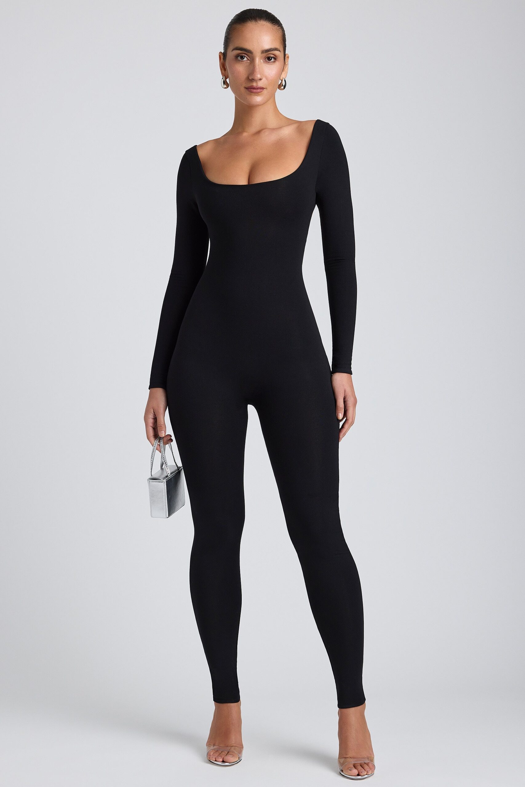 Modal Tall Scoop-Neck Cross-Back Jumpsuit in Black - Image 6