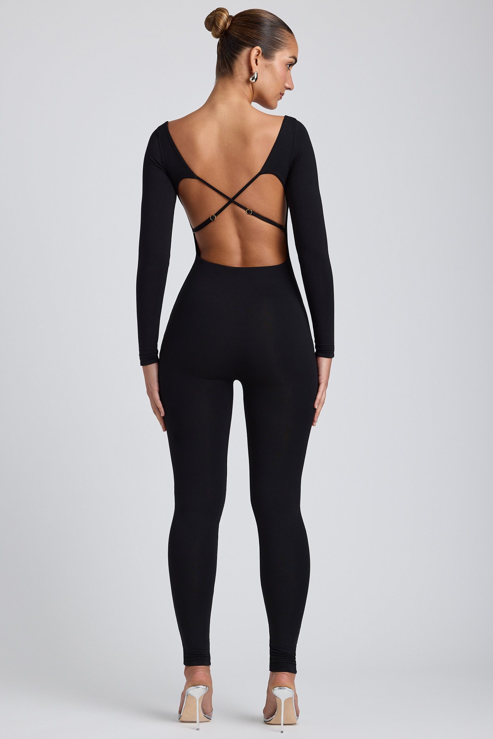 Modal Tall Scoop-Neck Cross-Back Jumpsuit in Black - Image 2