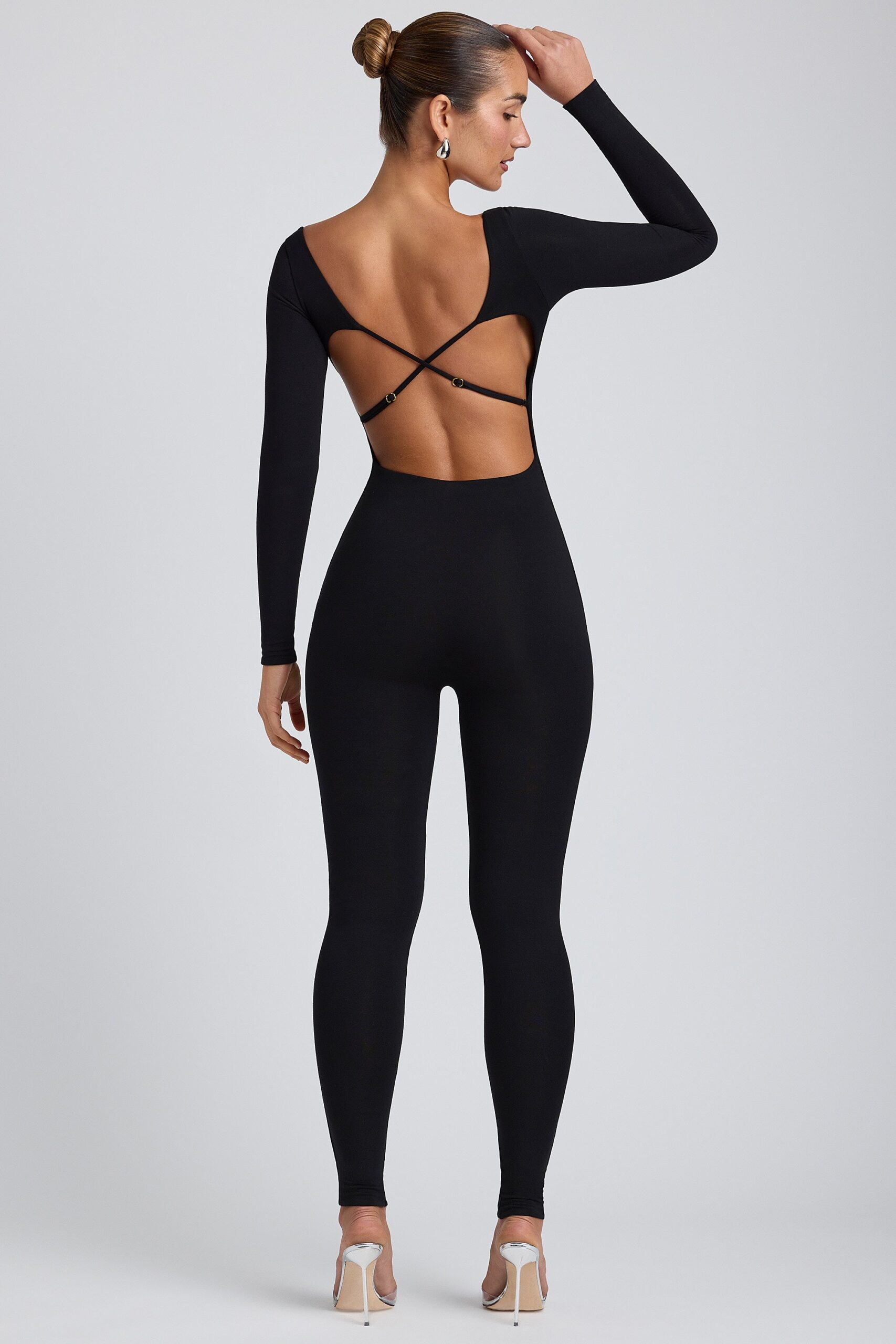 Modal Tall Scoop-Neck Cross-Back Jumpsuit in Black - Image 7