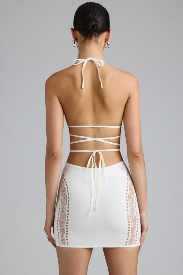 Embellished Mid-Rise Mini Skirt in Ivory - Image 2
