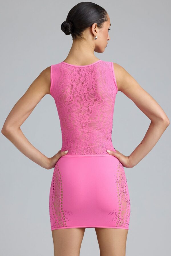 Embellished Mid-Rise Mini Skirt in Bubblegum Pink - Image 2