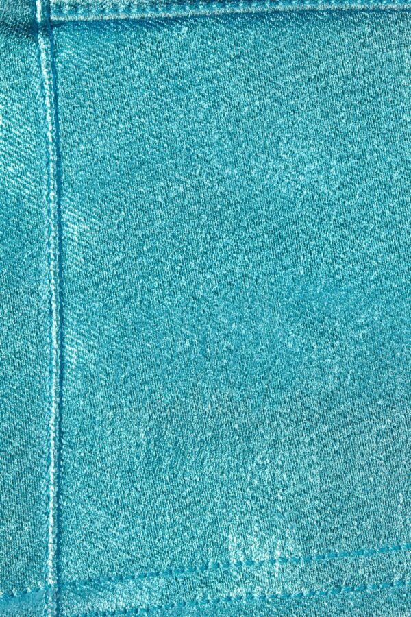 Metallic High-Waist Denim Shorts in Aqua - Image 4