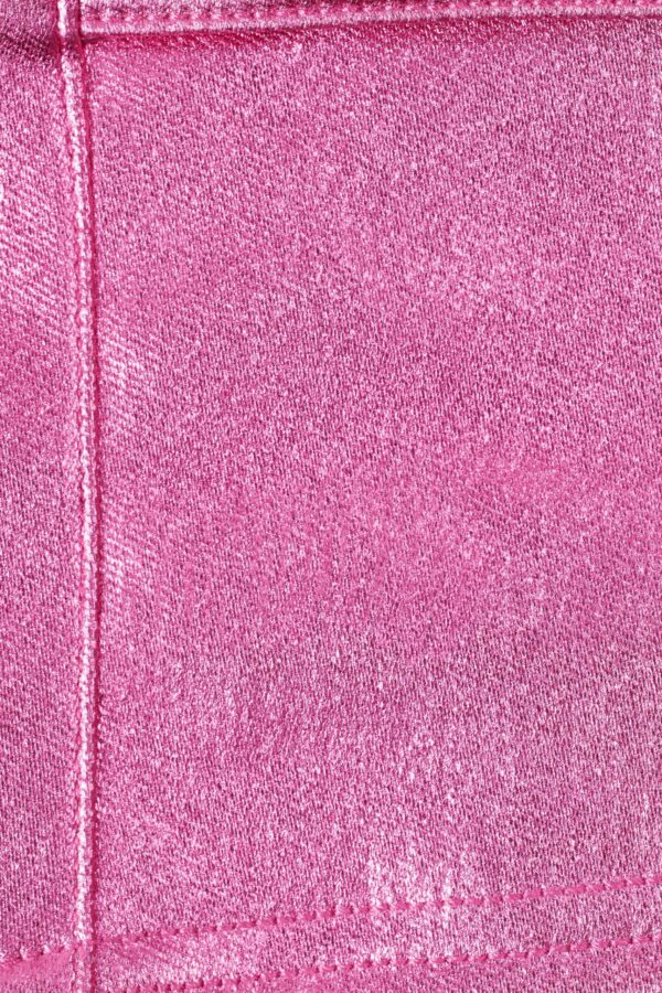 Metallic Denim Cropped Bralette in Deep Pink - Image 4