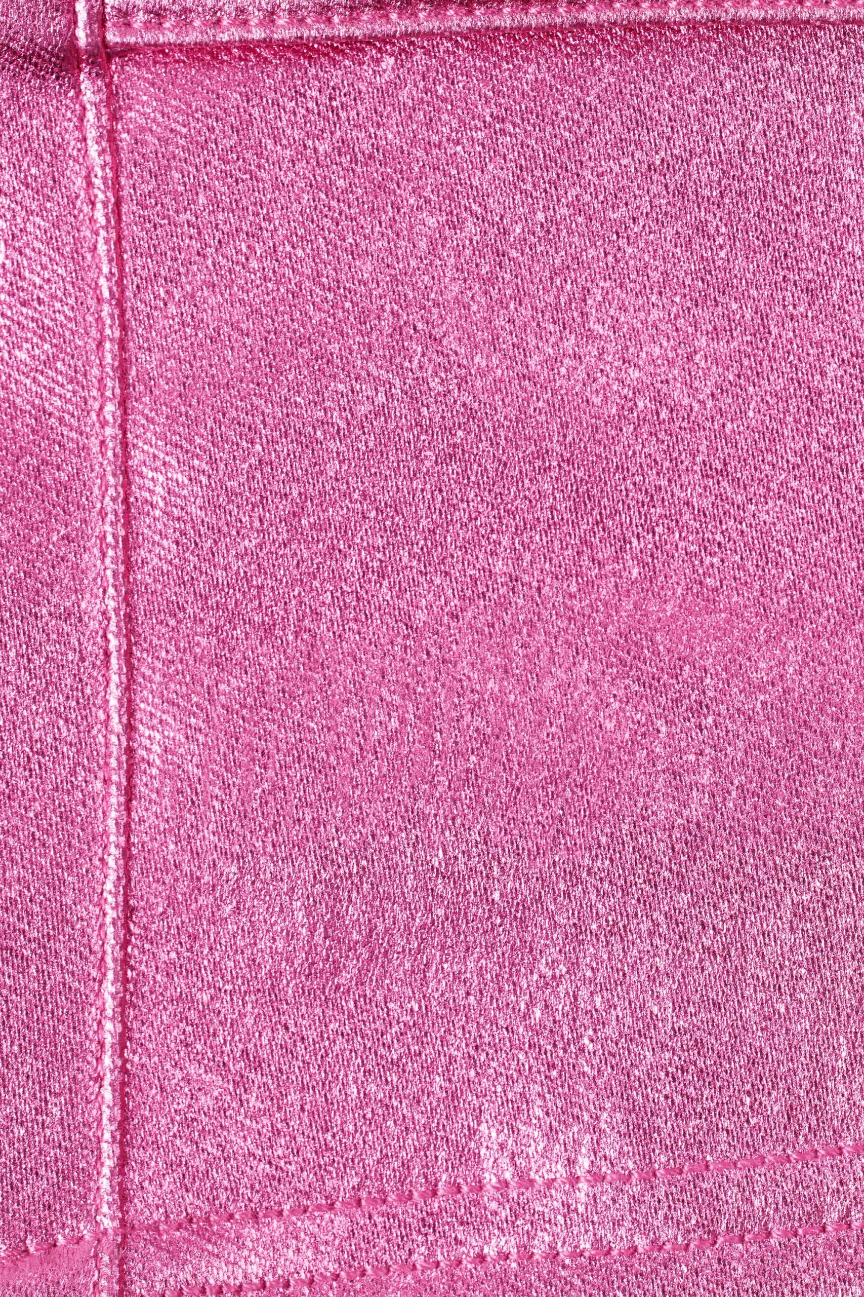 Metallic Denim Mid-Rise Cargo Mini Skirt in Deep Pink - Image 4