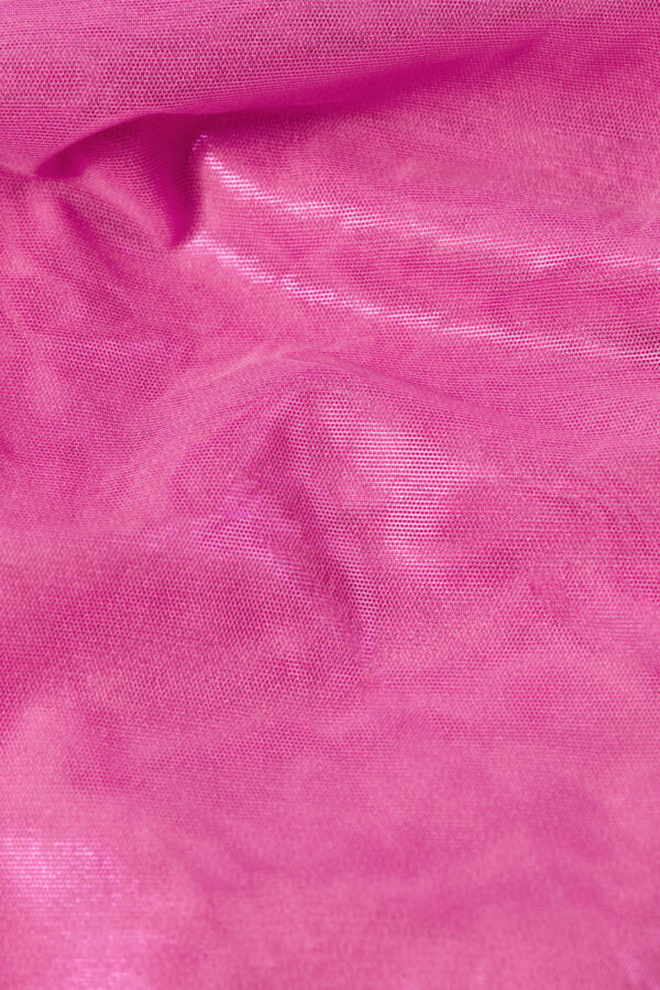 Petite Metallic Ruffle Low-Rise Flared Trousers in Bubblegum Pink - Image 4