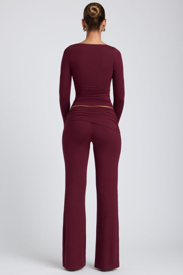 Modal Mid-Rise Straight-Leg Trousers in Plum - Image 2