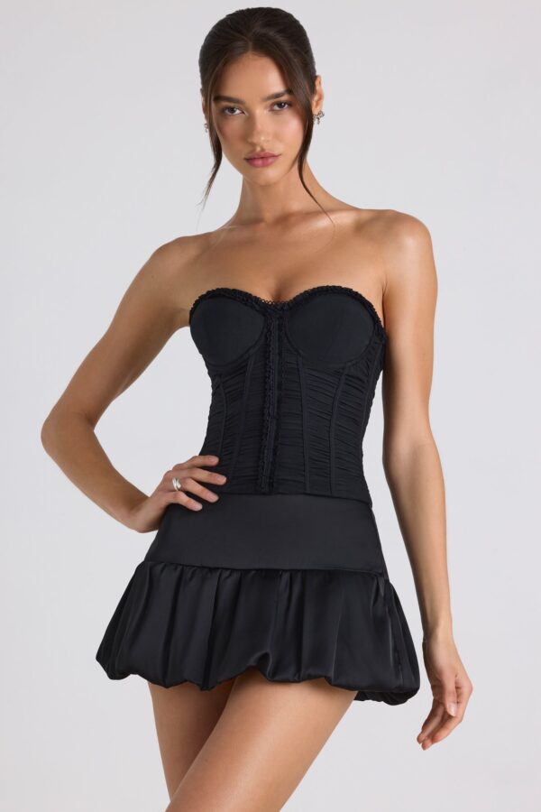 Bubble Hem Mid-Rise Micro Mini Skirt in Black - Image 6