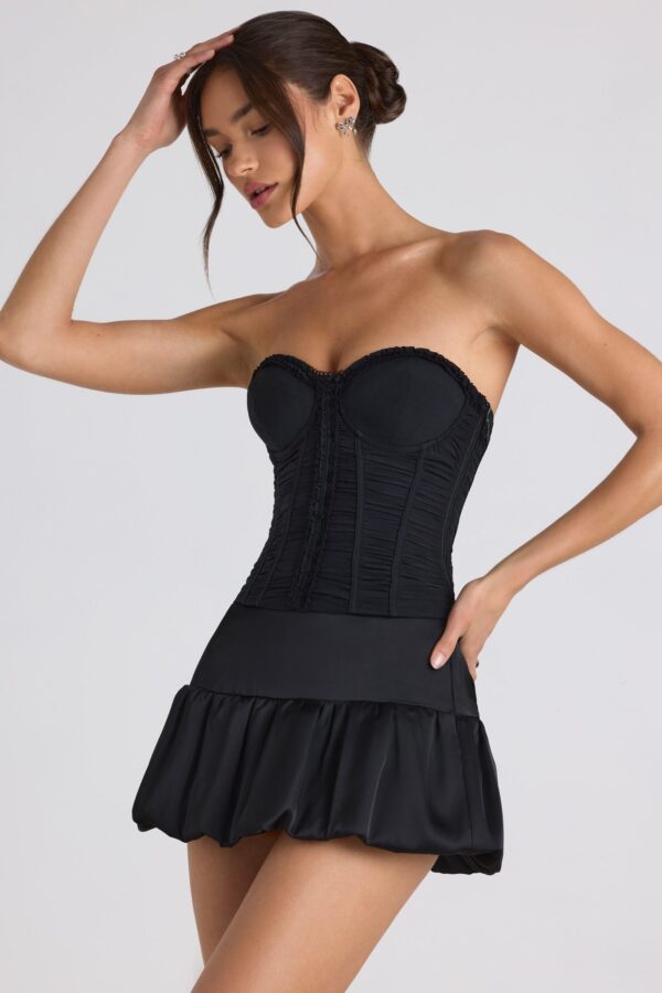 Bubble Hem Mid-Rise Micro Mini Skirt in Black - Image 7