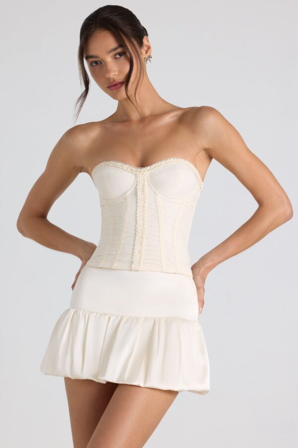 Bubble Hem Mid-Rise Micro Mini Skirt in Ivory - Image 6