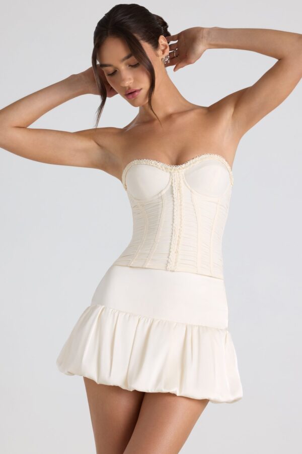 Bubble Hem Mid-Rise Micro Mini Skirt in Ivory - Image 7