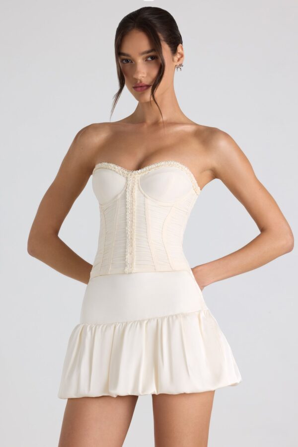 Bubble Hem Mid-Rise Micro Mini Skirt in Ivory - Image 5